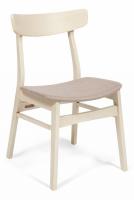 CT 8804 Стул Rabat с мягким сиденьем дерево гевея, 52,5*46,5*78см, античный белый, ткань бежевая (FG22616-16) (поставляется по 4 шт). Фото №1