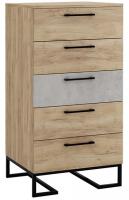 Комод с 5 ящиками Loft Дуб натур/Бетон