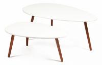 Стол журнальный HAMPTON МДФ/дерево, 120*70*46/80*50*36 см, Белый (ножки орех)