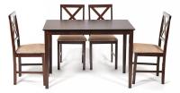 Обеденный комплект эконом Хадсон (стол + 4 стула)/ Hudson Dining Set дерево гевея/мдф, стол: 110х70х75см / стул: 44х42х89см, cappuccino (тем фото Обеденный комплект эконом Хадсон (стол + 4 стула)/ Hudson Dining Set дерево гевея/мдф, стол: 110х70х75см / стул: 44х42х89см, cappuccino (тем. Фото №1