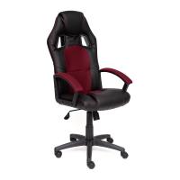 Кресло Driver (Искусственная черная кожа + бордовая сетка)