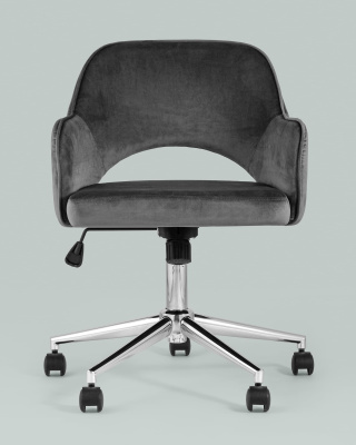 Кресло компьютерное Кларк велюр серый. Фото