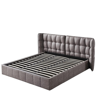 Кровать HUSK 8705 темно-бежевая с ящиком для белья. Фото