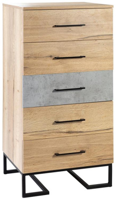 Комод с 5 ящиками Loft Дуб натур/Бетон. Фото