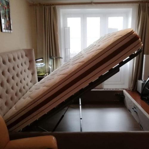 Кровать 1726 BEIGE бежевая с ящиком для белья. Фото №3