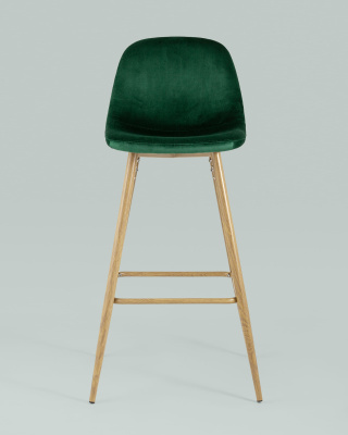 Стул барный Валенсия велюр зеленый ножки цвет дерево. Фото №5