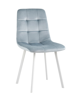 Стул Chilly велюр серо-голубой ножки белые. Фото