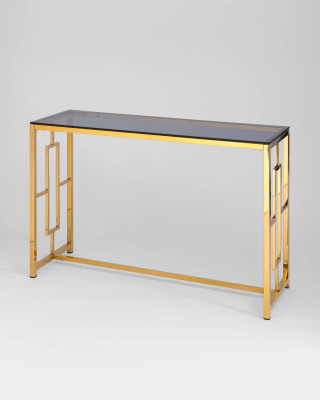 Консоль БРУКЛИН 120*40 золото стекло smoke. Фото