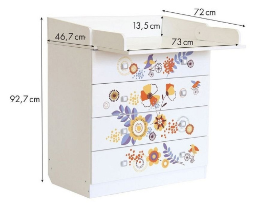 Комод пеленальный Polini kids Simple 1580 Прогулка, белый. Фото №4