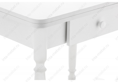 Стол деревянный Брентон с ящиком белый глянец. Фото №4