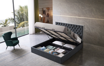 Кровать LBD1704 серая с ящиком для белья. Фото