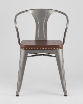 Стул TOLIX ARMS SOFT с подлокотниками серебристый. Фото №4