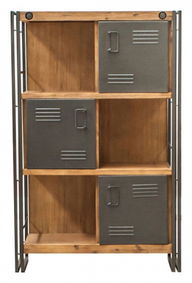 Шкаф Secret De Maison CITY ( mod. CTY L03 ) 3 двери, металл/дерево акация, 90х35х140см, коричневый дым (smoke brown B034). Фото №2