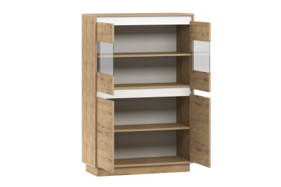 Virginia НМ 011.83 Шкаф для посуды Белый Скандинавский/Дуб Бунратти. Фото №2