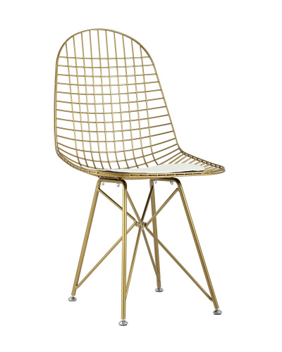 Стул обеденный Eiffel золотой с белой подушкой. Фото №2