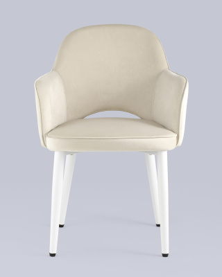 Стул Венера велюр кремовый ножки белые. Фото №5