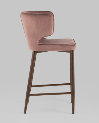 Стул полубарный Матео велюр пыльно-розовый ножки дерево. Фото