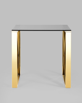 Журнальный стол 55*55 КРОСС золото стекло smoke. Фото №4