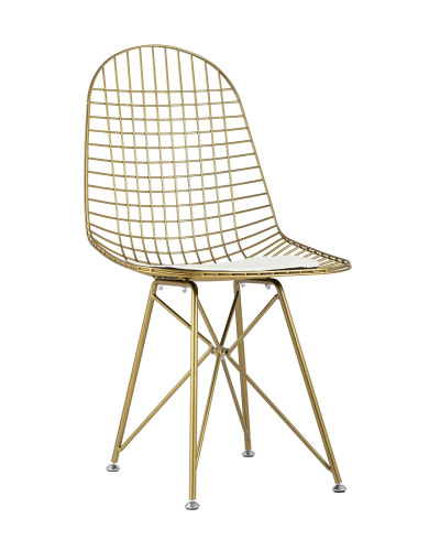 Стул обеденный Eiffel золотой с белой подушкой. Фото №1