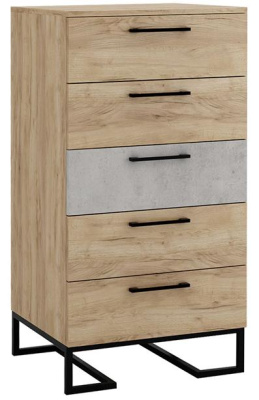 Комод с 5 ящиками Loft Дуб натур/Бетон. Фото