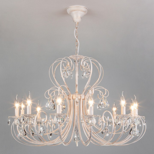 Подвесная люстра Eurosvet Alda 3305/12 белый с золотом/прозрачный хрусталь Strotskis. Фото №2